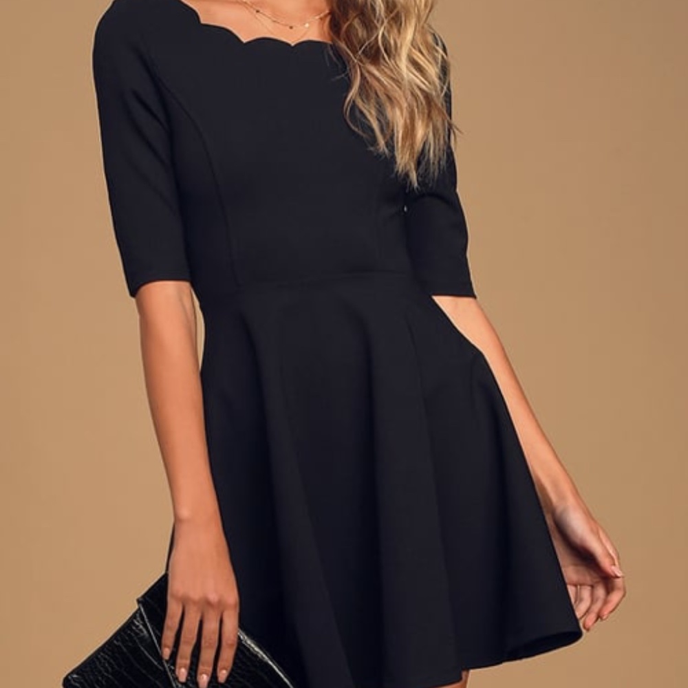 Lulus Scalloped Navy Dress